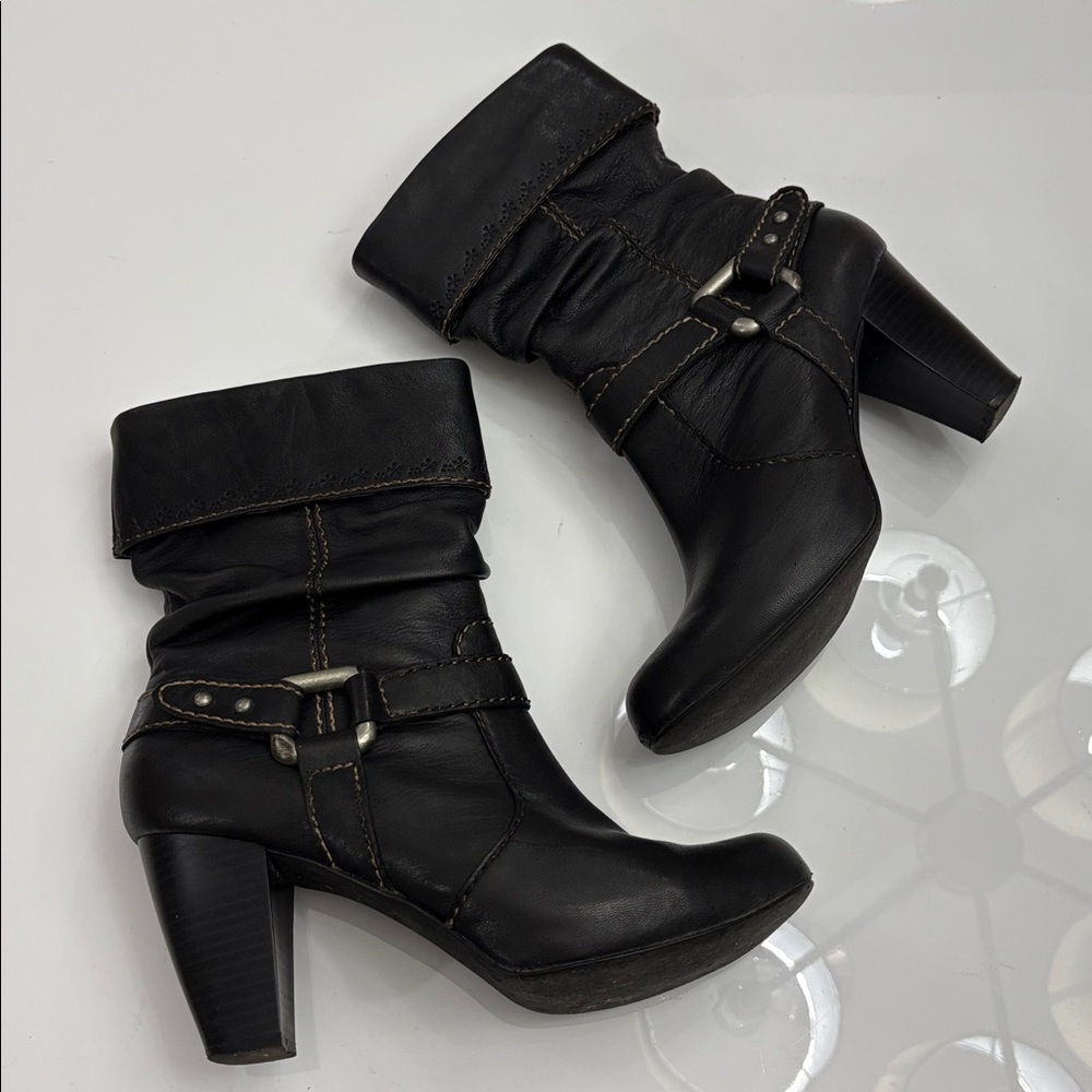 FOSSIL Black Leather BOOTS size 8.5 in boot bag - Picture 2 of 16